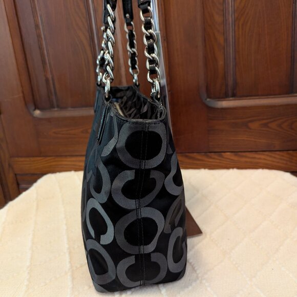 Coach Black & Gray Signature Sateen Madison Tote 20483 - Picture 4 of 12